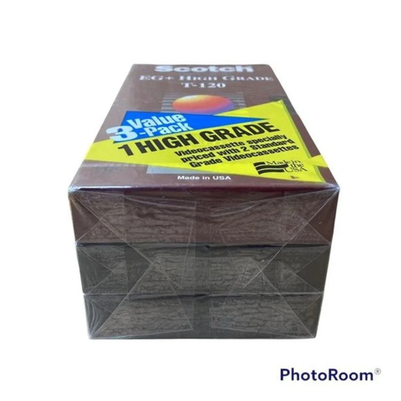Vintage 1989 ~ 3 SEALED SCOTCH EG & EG+ Blank VHS Tapes 6 Hour NEW VCR T-120 USA - Picture 6 of 6